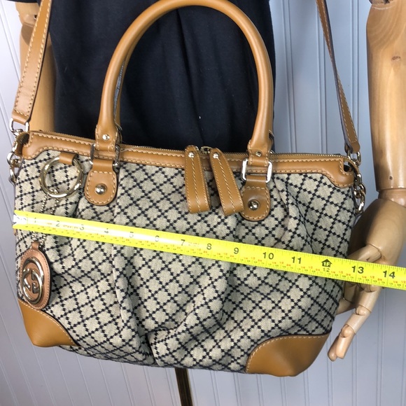 Vintage GUCCI Diamanté Sukey Canvas and Leather Rolled Top Handle Shoulder Bag - Picture 15 of 17